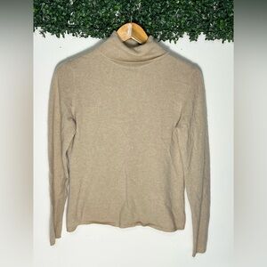 Charter Club Luxury Cashmere Sweater Tan Camel Turtleneck Size M Classic Preppy